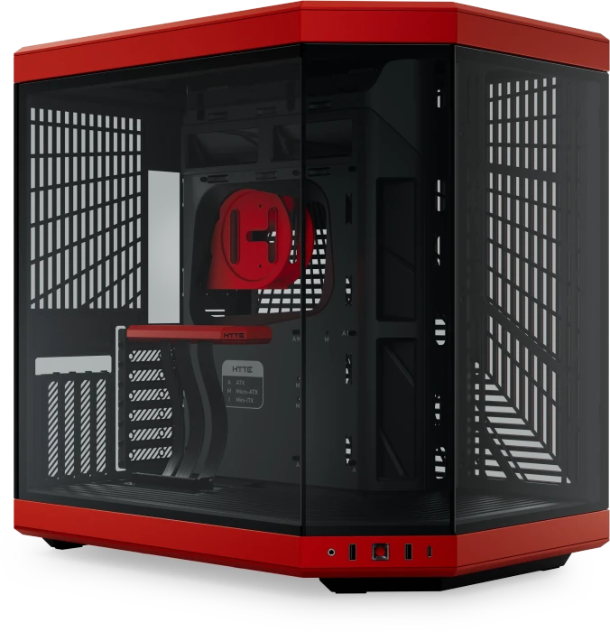 Hyte Y70 Red, rot/schwarz, Glasfenster