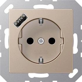 Jung SCHUKO Steckdose mit USB-Ladegerät, champagner