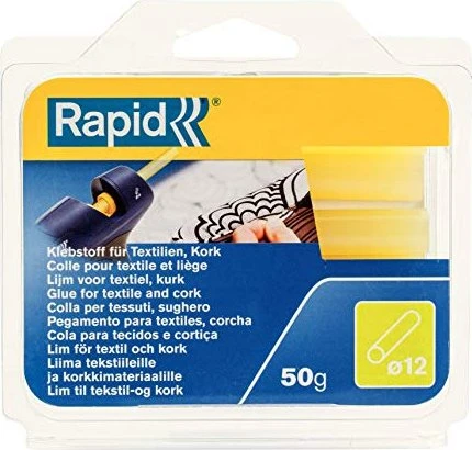 Rapid Textil/Kork Heißklebepatronen transparent, 12x94mm, 6 Stück