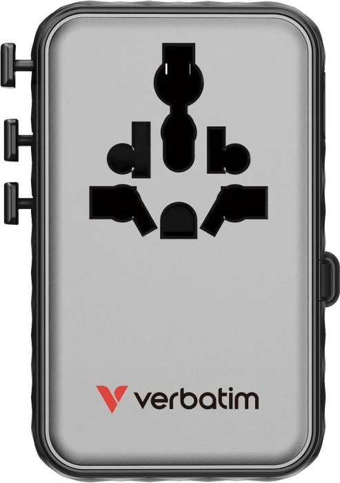 Verbatim Charge 'n' Travel GaN III Universal-Reiseadapter 100W grau/schwarz