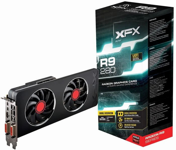 XFX Radeon R9 280 DD, 3GB GDDR5, 2x DVI, HDMI, 2x mDP
