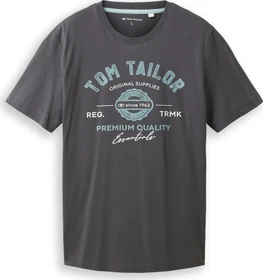 Tom Tailor Logo-Print T-Shirt kurzarm tarmac grey (Herren)