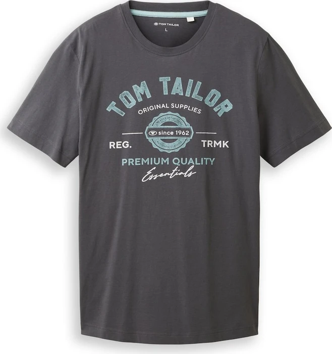 Tom Tailor Logo-Print T-Shirt kurzarm tarmac grey (Herren)