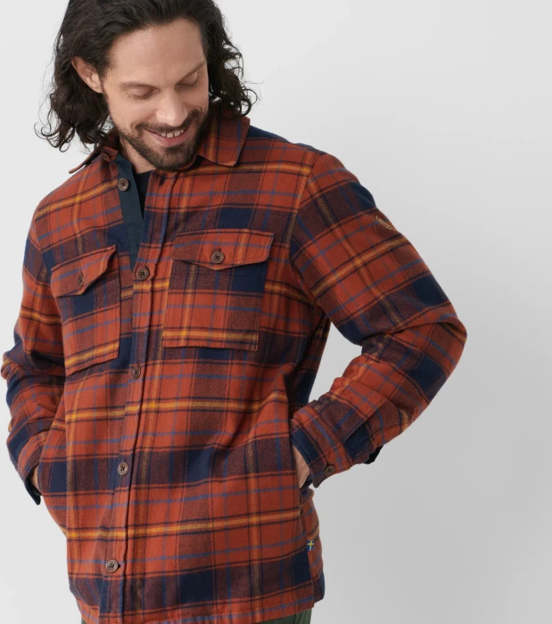 Fjällräven Övik Lite Padded Hemd langarm autumn leaf/dark navy (Herren)