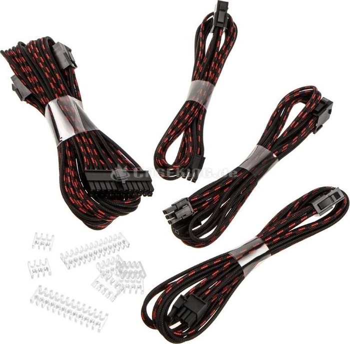 Phanteks Verlängerungskabel Kit für Netzteile, S-Muster schwarz/rot, 500mm