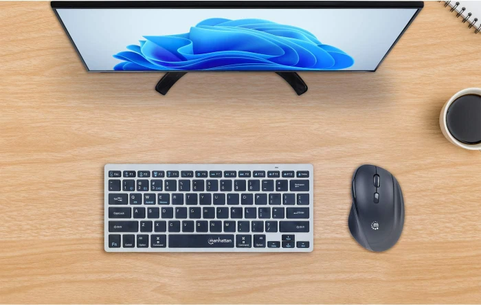 Manhattan Wireless Ergonomic Mouse with 2-in-1 USB Receiver, schwarz, USB