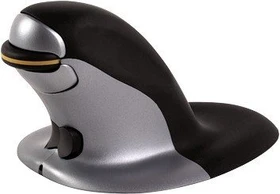 Fellowes Penguin beidhändige vertikale Maus, kabellos, Größe S, schwarz/silber, USB (9894901)