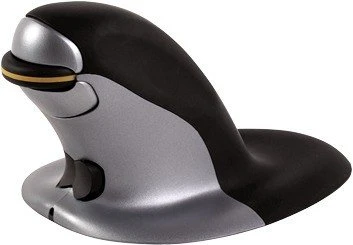 Fellowes Penguin beidhändige vertikale Maus, kabellos, Größe S, schwarz/silber, USB