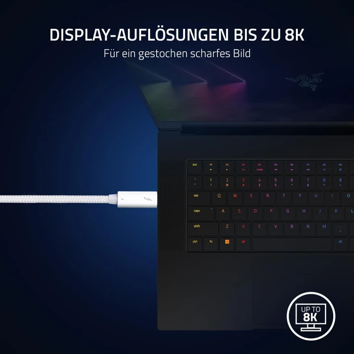 Razer Thunderbolt 4 Kabel, 100W, weiß, sleeved, 2m (verschiedene Markenbezeichnungen)