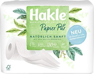 Hakle Papier Pur Toilettenpapier 4-lagig weiß, 4 Rollen