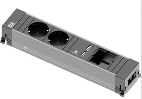 Bachmann Slide/Conference/Top Frame, 2-fach, Steckdoseneinheit, 1x Custom, 2x Schuko, 2x USB-A