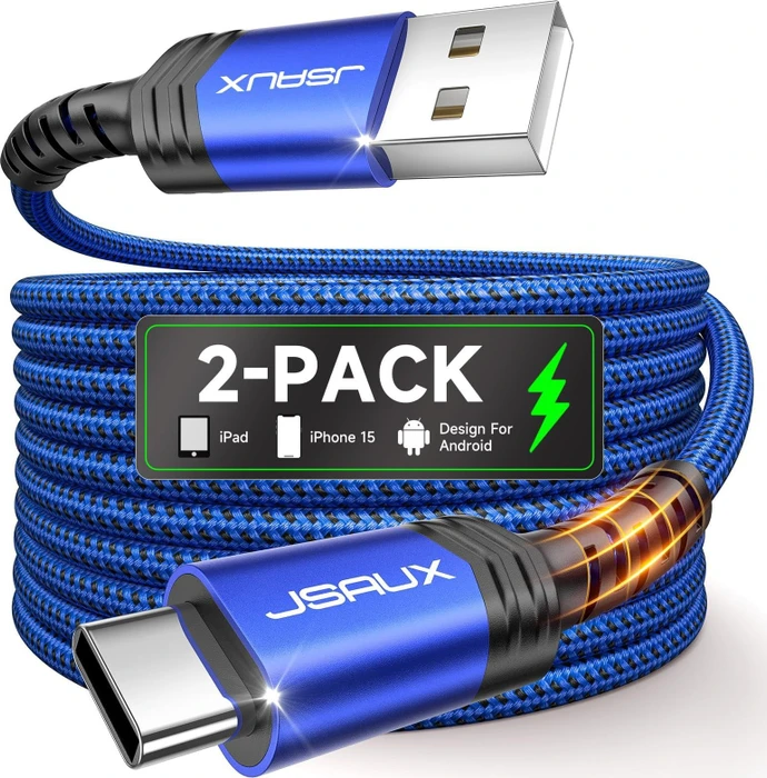 JSAUX USB Adapterkabel, USB-A [Stecker] auf USB-C [Stecker], blau, 1m+2m, 2er-Pack