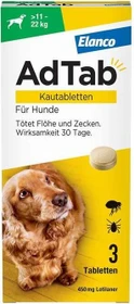 Elanco AdTab Hund 11-22kg Kautabletten gegen Zecken und Flöhe, 3 Stück