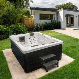 Home Deluxe White Marble Whirlpool Set rechteckig 210x160x85cm