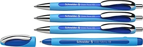 Schneider Slider Rave XB mit Slider Memo XB Kugelschreiber blau/dunkelblau, 4er-Pack