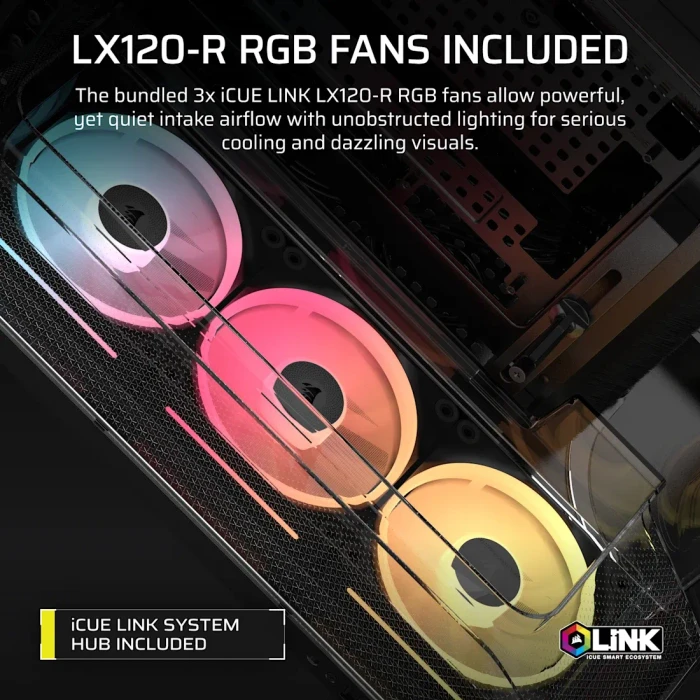 Corsair Air 5400 LX-R RGB iCUE LINK Black, schwarz, Glasfenster