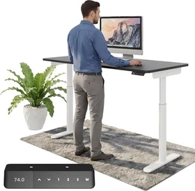 Ergotopia Desktopia One elektrisch höhenverstellbarer Sitz-Steh-Schreibtisch 120x65cm schwarz/weiß