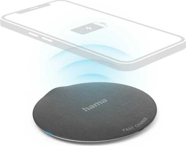 Hama Wireless Charger QI-FC10 Metal 10W kabelloses Smartphone-Ladepad schwarz