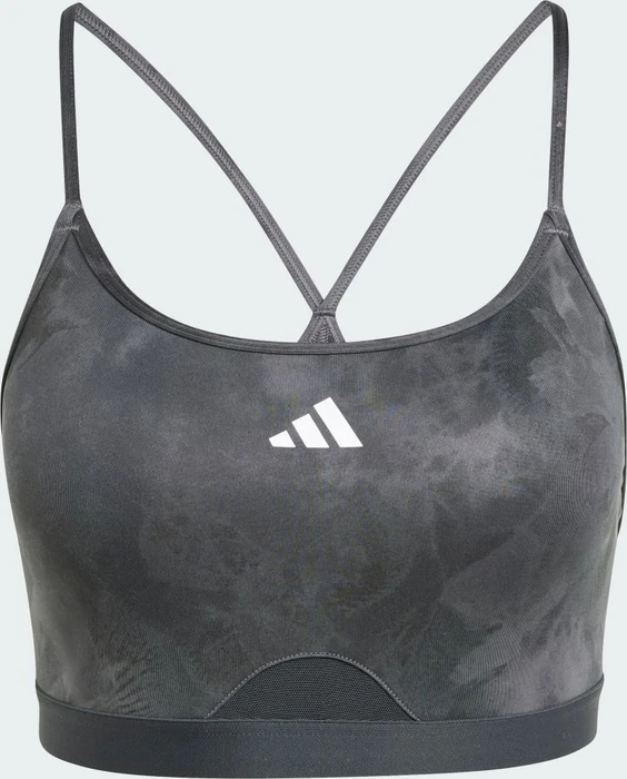 adidas Aeroreact Training Essentials Light Support Tie-Dye Flower-Print Sport-BH grey five/carbon (Damen)