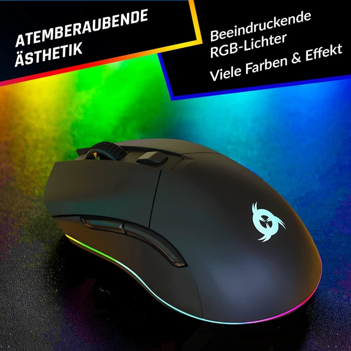 Klim Blaze Pro Rechargeable Wireless RGB mit Ladestation, schwarz, USB