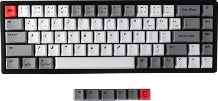 Keychron K6 Pro OEM Dye-Sub Keycap-Set Retro Mac, Kunststoff (PBT), Retro Mac, grau/rot/weiß, 74 Tasten (68+6), ANSI-US
