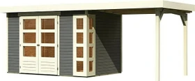 Karibu Kerko 4 Gartenhaus inkl. Anbau 2.4m terragrau