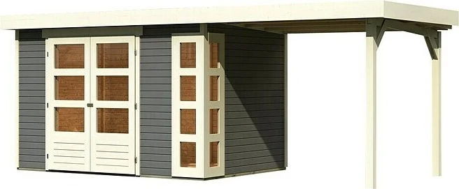 Karibu Kerko 4 Gartenhaus inkl. Anbau 2.4m terragrau
