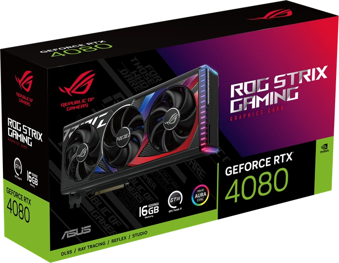 ASUS ROG Strix GeForce RTX 4080, ROG-STRIX-RTX4080-16G-GAMING, 16GB GDDR6X, 2x HDMI, 3x DP