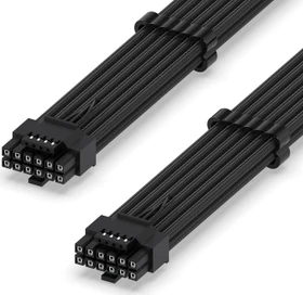 EZDIY-FAB 12VHPWR Kabel, 16-Pin PCIe 5.0 12VHPWR Stecker auf 16-Pin PCIe 5.0 12VHPWR Stecker, 16AWG, schwarz, 60cm