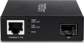 TRENDnet TFC Desktop Gigabit Medienkonverter, 1x RJ-45, 1x SFP, PoE+ PD