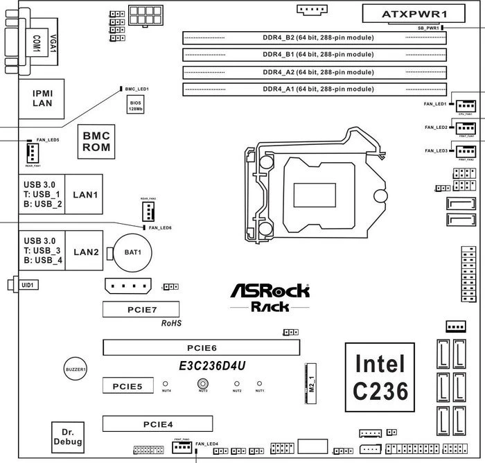 ASRock Rack E3C232D4U-V1L (Intel 1151)