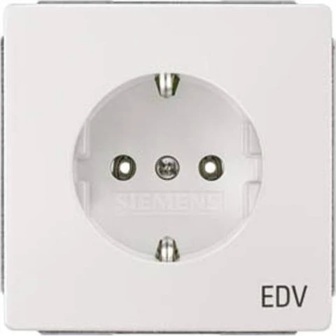 Siemens DELTA style Schuko-Steckdose mit Aufdruck EDV, titanweiß