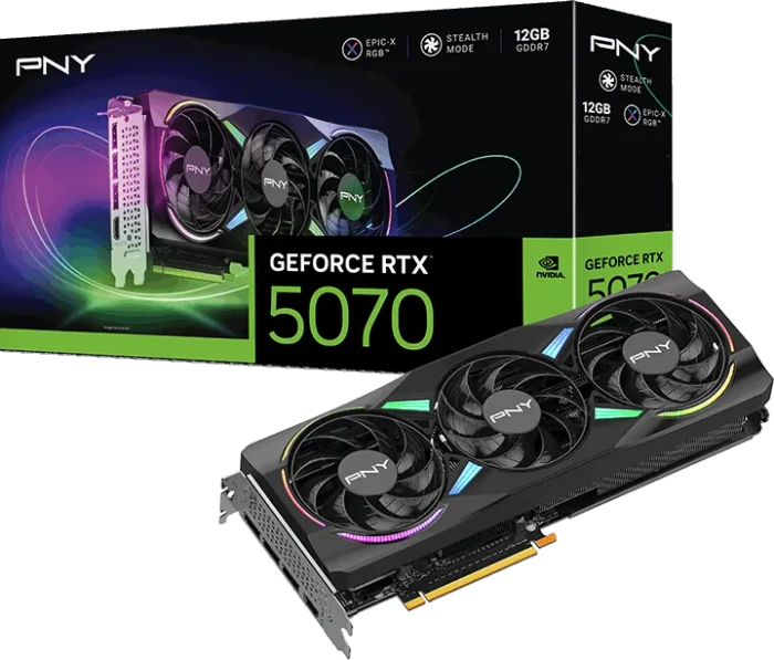 PNY GeForce RTX 5070 ARGB Epic-X RGB Triple Fan, 12GB GDDR7, HDMI, 3x DP
