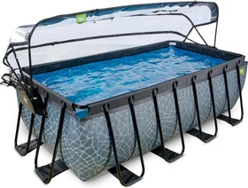Exit Toys Stone Frame Pool mit Sandfilterpumpe und Abdeckung rechteckig 400x200x122cm