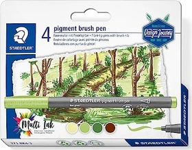 Staedtler pigment brush pen 371 Forest Colours sortiert, 4er-Set