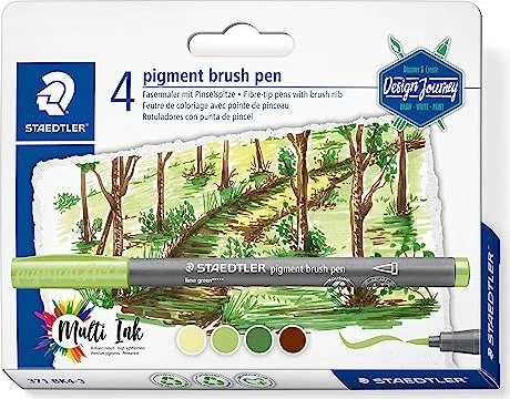 Staedtler pigment brush pen 371 Forest Colours sortiert, 4er-Set