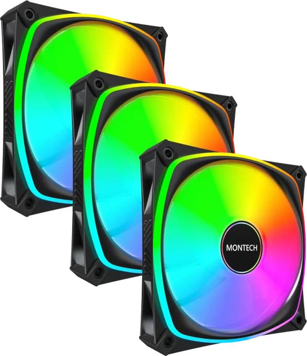 Montech RX120 PRO, schwarz, 120mm, 3er-Pack