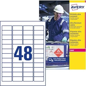 Avery-Zweckform Folienetiketten ultra resistent, 45.7x21.2mm, weiß, 10 Blatt (480 Etiketten)