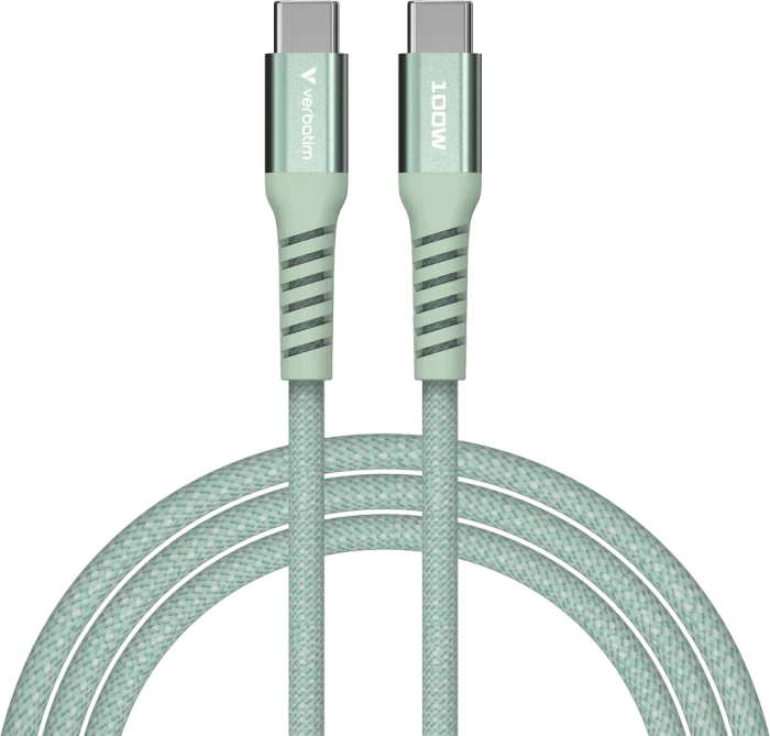 Verbatim Sync & Charge Magnetisches USB-C Kabel, USB 2.0, 480Mb/s, 100W PD 3.0/QC 3.0, USB-C Stecker auf USB-C Stecker, grün, 1.2m