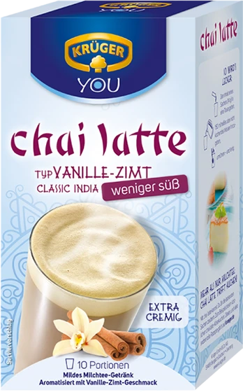 Krüger You Chai Latte Vanille-Zimt weniger süß Pulver Tee, 560g (40x 14g)