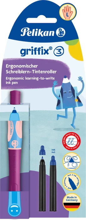 Pelikan griffix 3 Tintenroller (Patrone) sweet berry, Linkshänder, Blister