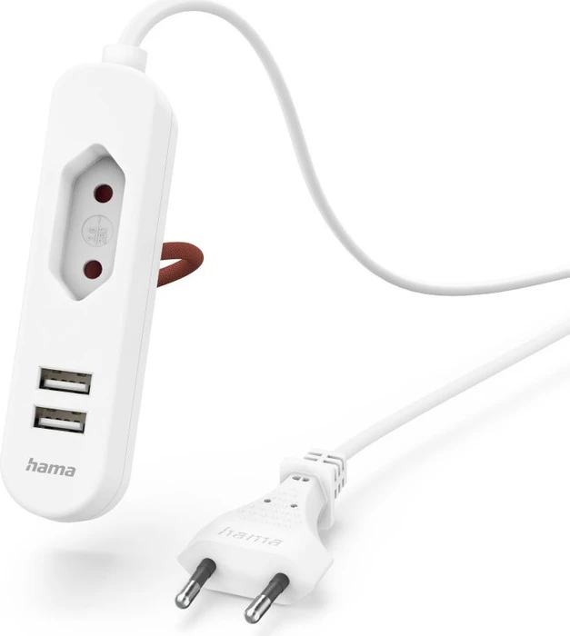Hama USB-Netzteil mit Eurobuchse und Kabel 2.4A 2x USB 1.9m weiß