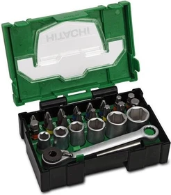 Hitachi Bitset/Steckschlüsselsatz inkl. Werkzeugbox, 24-tlg.