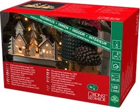 Konstsmide Holzsilhouette Haus mit Tieren LED 4x warmweiß