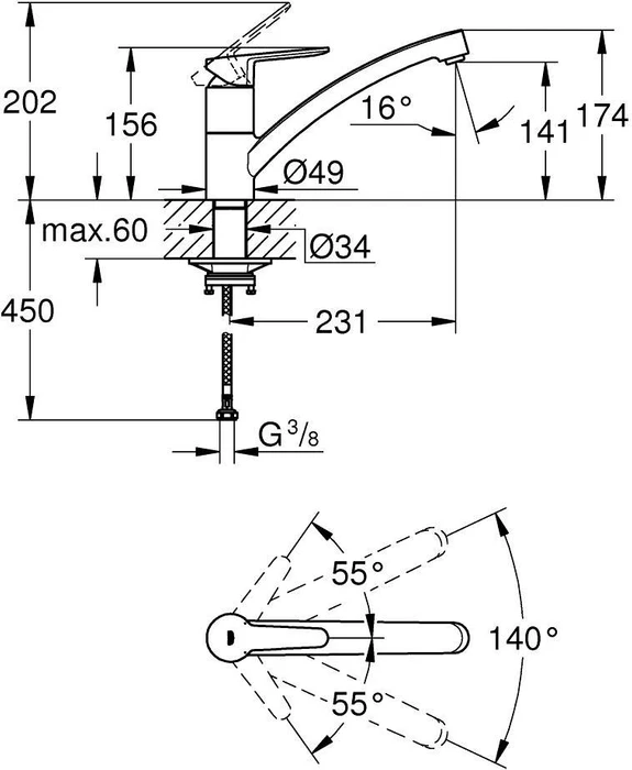 Grohe BauEco Einhand-Spültischbatterie 1/2" chrom