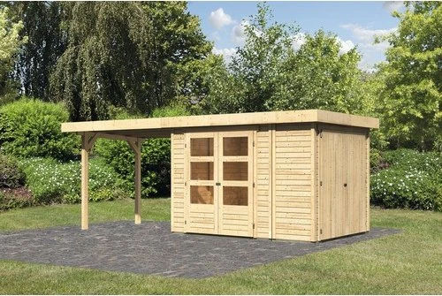 Karibu Retola 2 Gartenhaus inkl. Anbau 2.8m natur