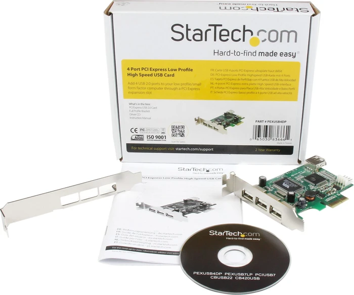 StarTech PEXUSB4DP, 4x USB-A 2.0, PCIe x1
