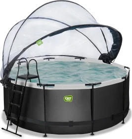 Exit Toys Black Leather Frame Pool mit Sandfilterpumpe und Abdeckung rund 360x122cm