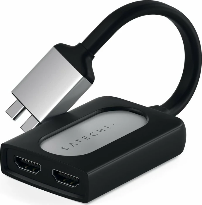 Satechi 4K 60Hz 2x USB-C auf Dual HDMI Adapter, silver