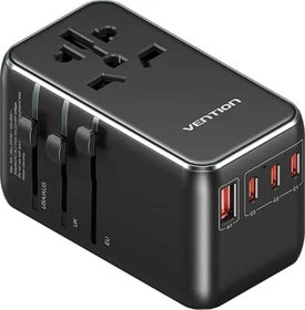 Vention 4-Port USB (C + C + C + A) GaN Universal Travel Adapter schwarz